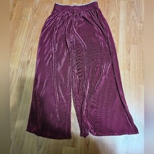 Girls Burgundy Wide-Leg Pants